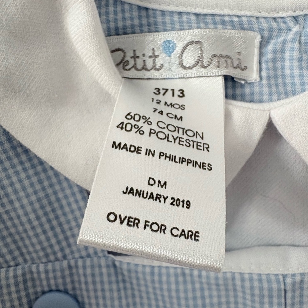 Petit Ami Gingham Horse Overalls with White Shirt - Picture 4 of 5